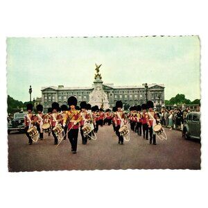 Vintage Frys Postcard Guards Band Buckingham Palace London Marching Military